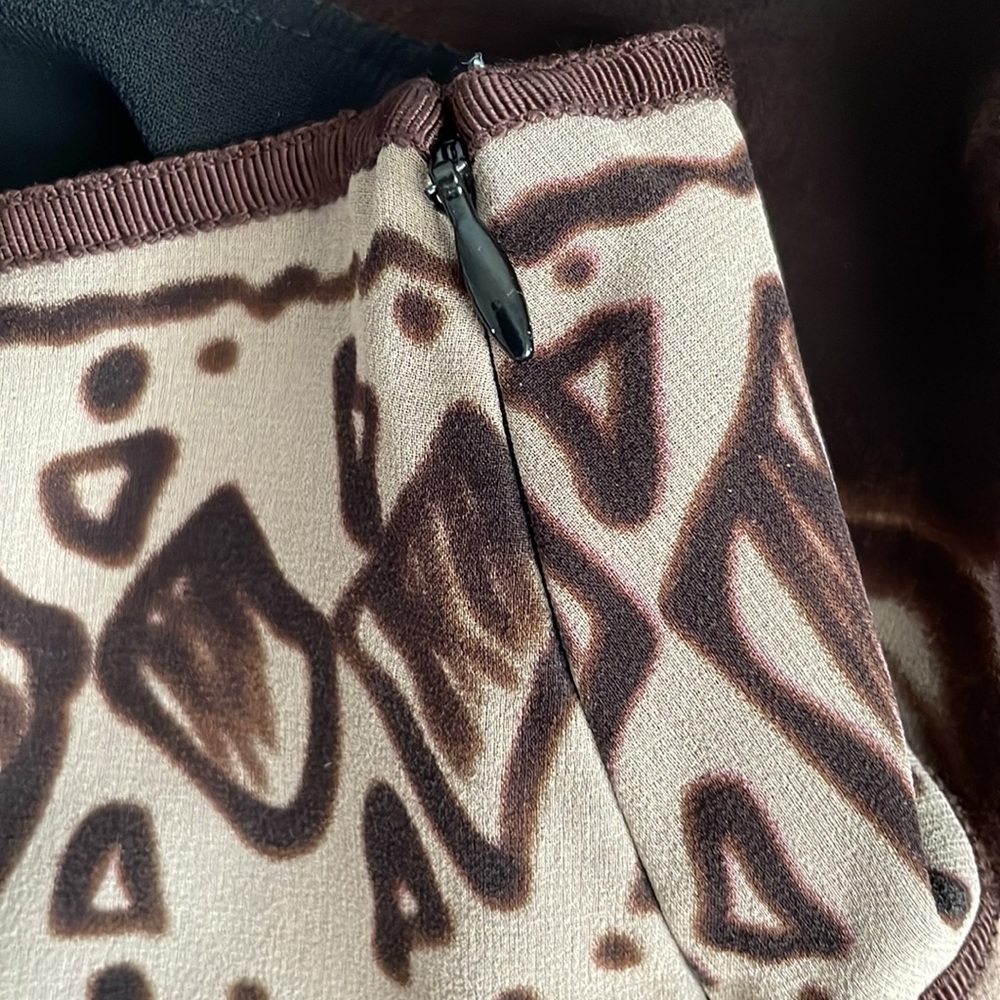 The Limited A Line silk pleats knee length skirt brown tan floral zipper vintage - Picture 8 of 16
